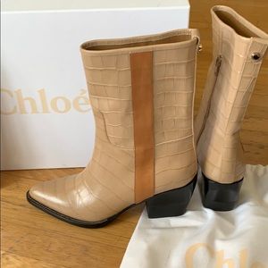 New Chloe Vinny croc effect ankle boots 39 w/bags